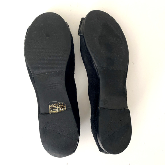 Zadig & Voltaire Ballet Flat Black Suede Round Toe Rhinestone Wings Leather 36 6 - Picture 11 of 12